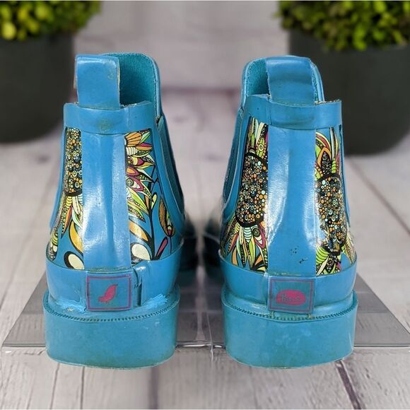 Sakroots Teal Spirit Desert Rhyme Ankle Rain Boot - Picture 5 of 12